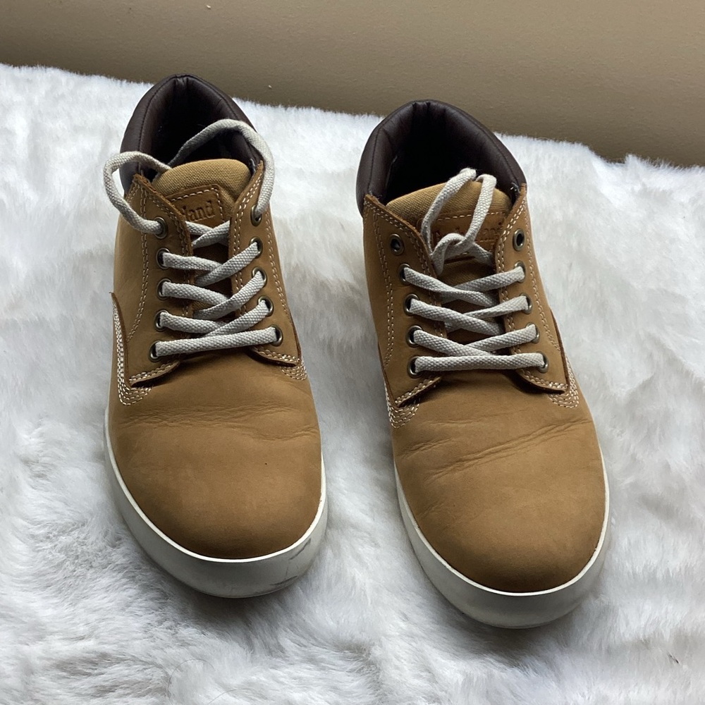 Tan Ankle Boots with White Soles
